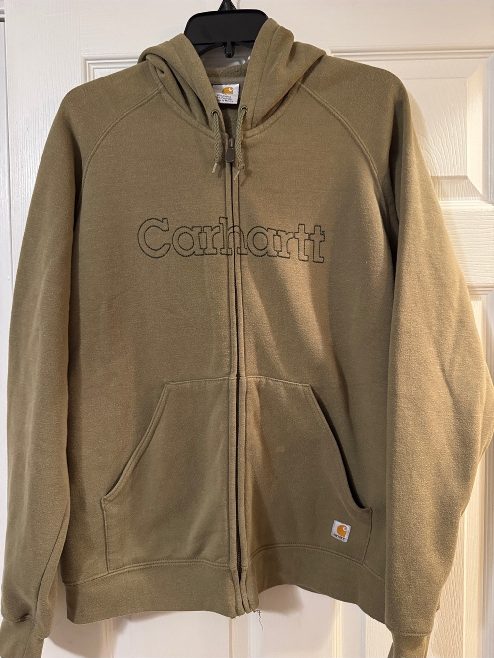 Carhartt Olive Green Full-Zip Hooded Sweatshirt